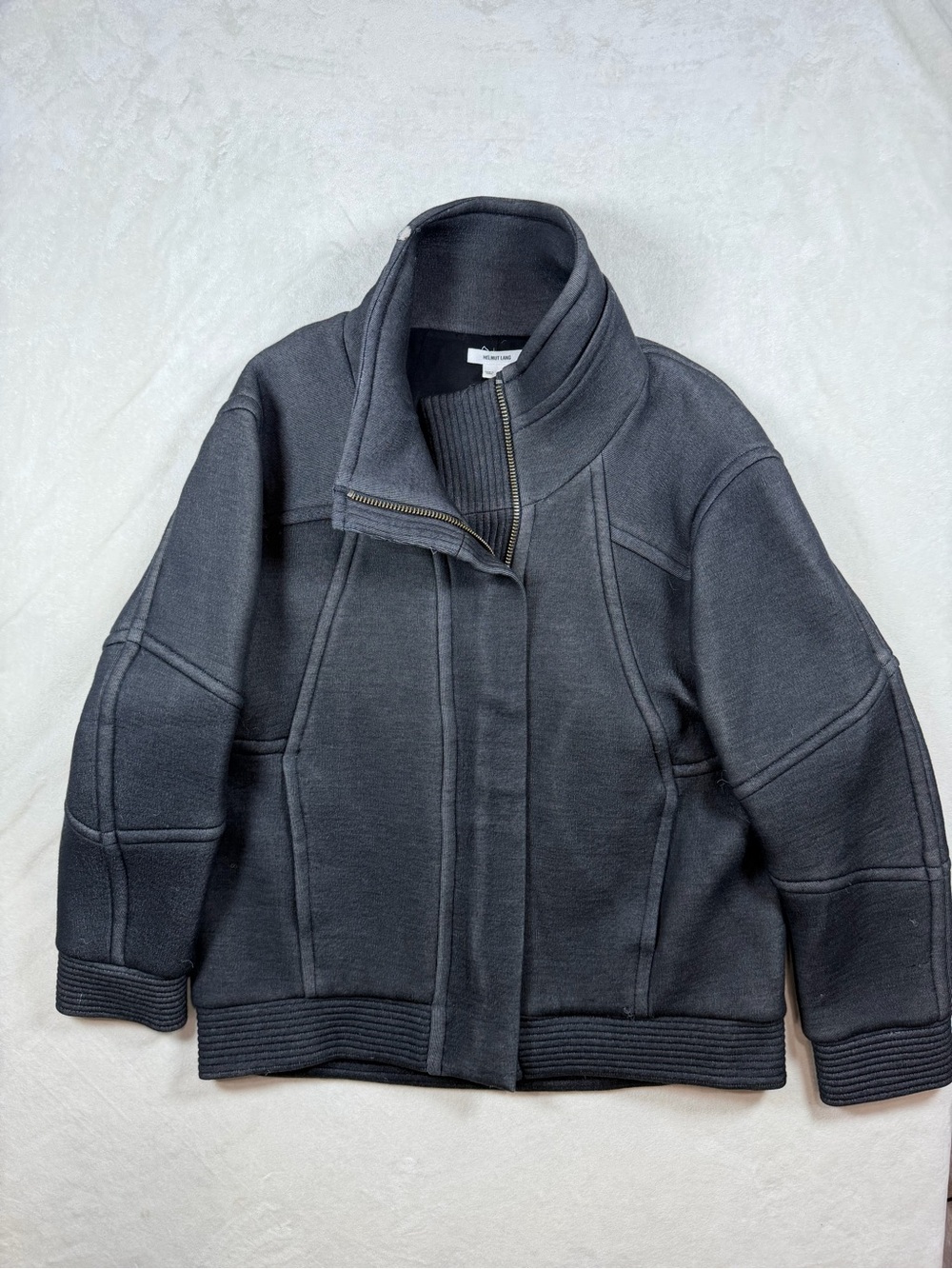 Helmut Lang Size M Cotton Blend Charcoal Zip-Front Shirt Jacket